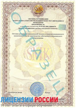 Образец сертификата соответствия (приложение) Кизляр Сертификат ISO 13485